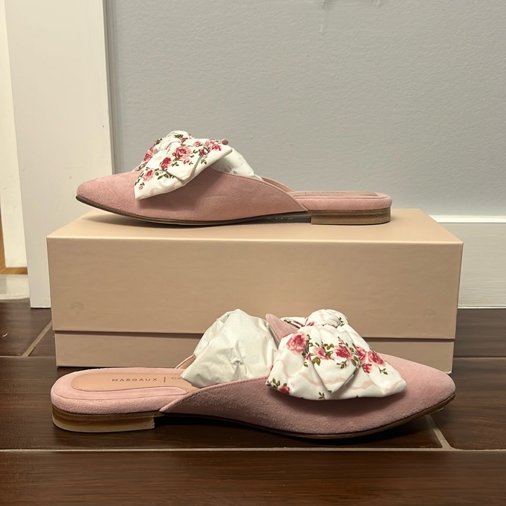 Margaux x Gal Meets Galm Pink Floral Bow Mules - Picture 2 of 8